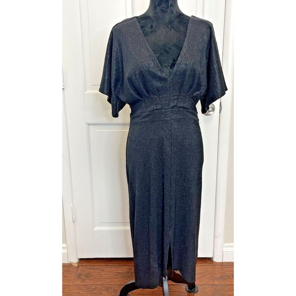 ASTR The Label Dress High Low‎ Hem Black Cocktail Party Dress Black Print V-Neck - Picture 1 of 16